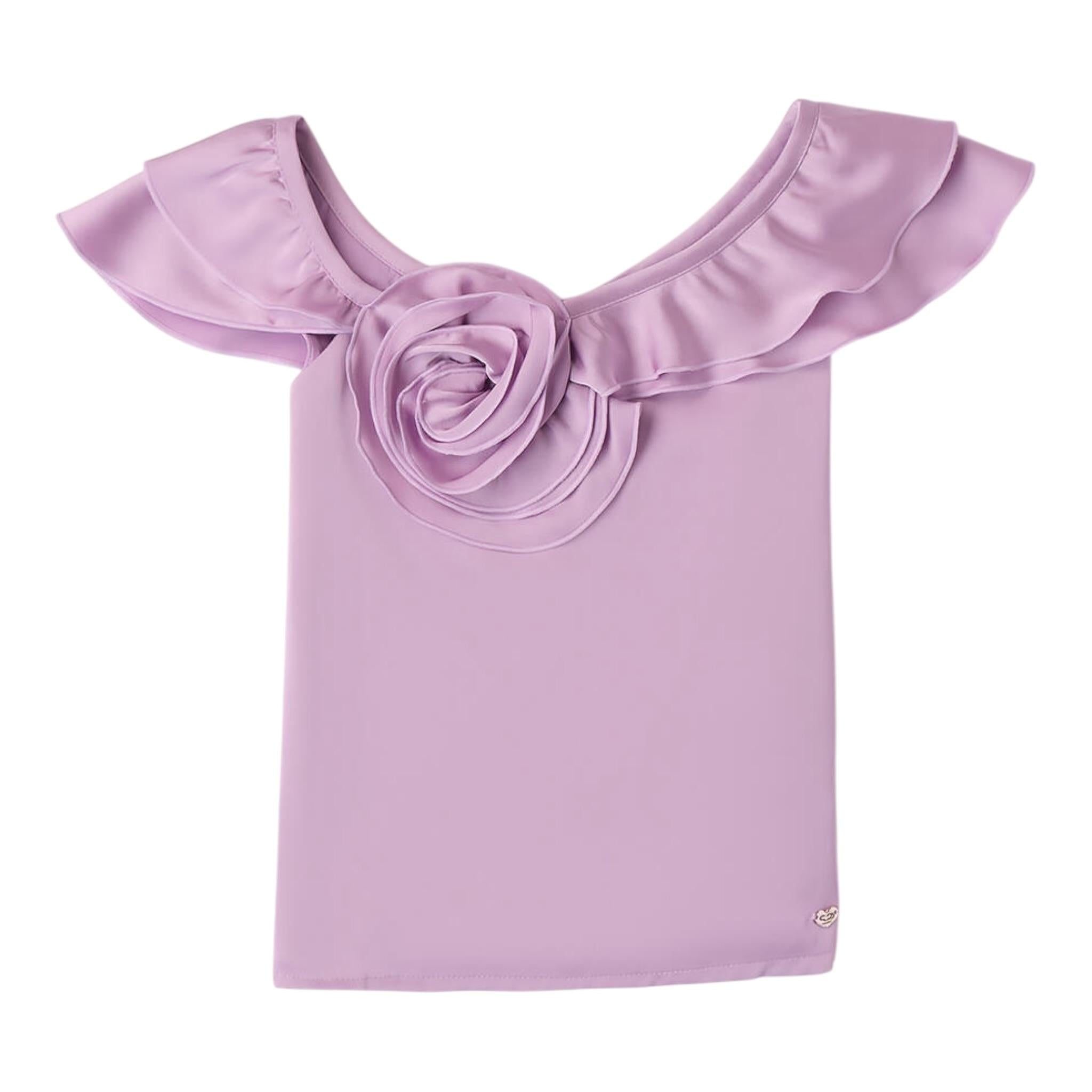 Sarabanda Camicia Giromanica Tinta Unita per Bambina 08567 LILLA SARABANDA 