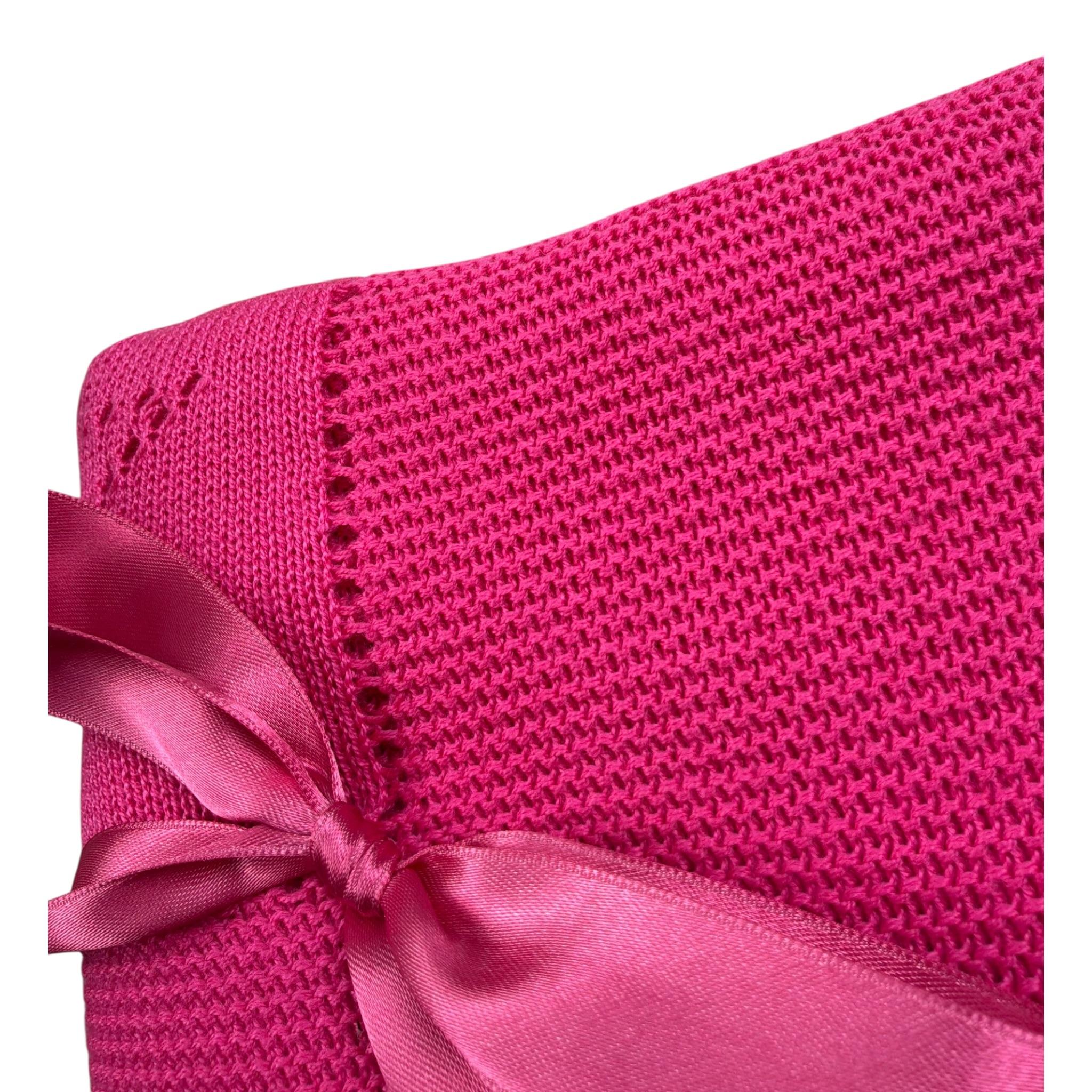 Juliana Coperta tinta unita con Fiocco Fuxia per Neonata J7021 FUXIA JULIANA 