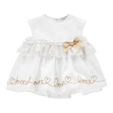 Monnalisa Pagliaccetto Tinta Unita con Stampa per Neonata 35E208 BIANCO MONNALISA 