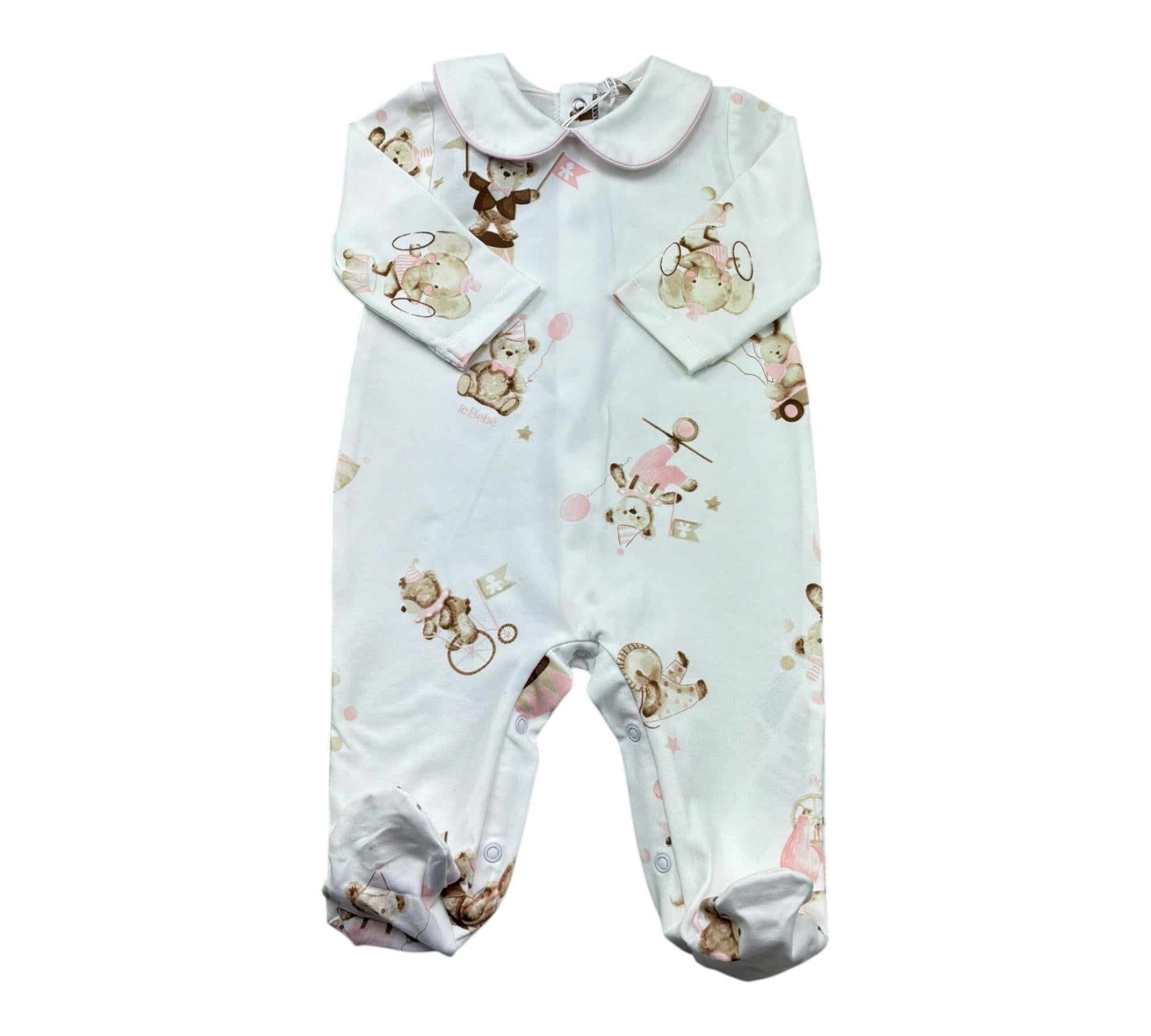 Le Bebe Tutina Manica Lunga Tinta Unita con Stampe per Neonata LBG6262 BIANCO LE BEBE 