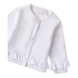 Minibanda Cardigan Tinta Unita con Bottoni Fiori per Neonata 3B762 BIANCO MINIBANDA 