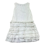 Monnalisa Abito Giromanica Tinta Unita con Ricami per Bambina 795902 BIANCO MONNALISA 