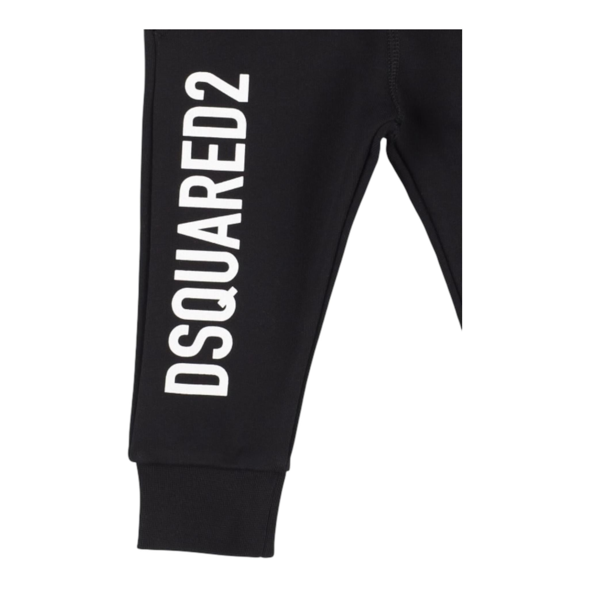 DSQUARED2 pantalone modello tuta tinta unita con stampa Nero per Neonato DQ0841 NERO DSQUARED2 