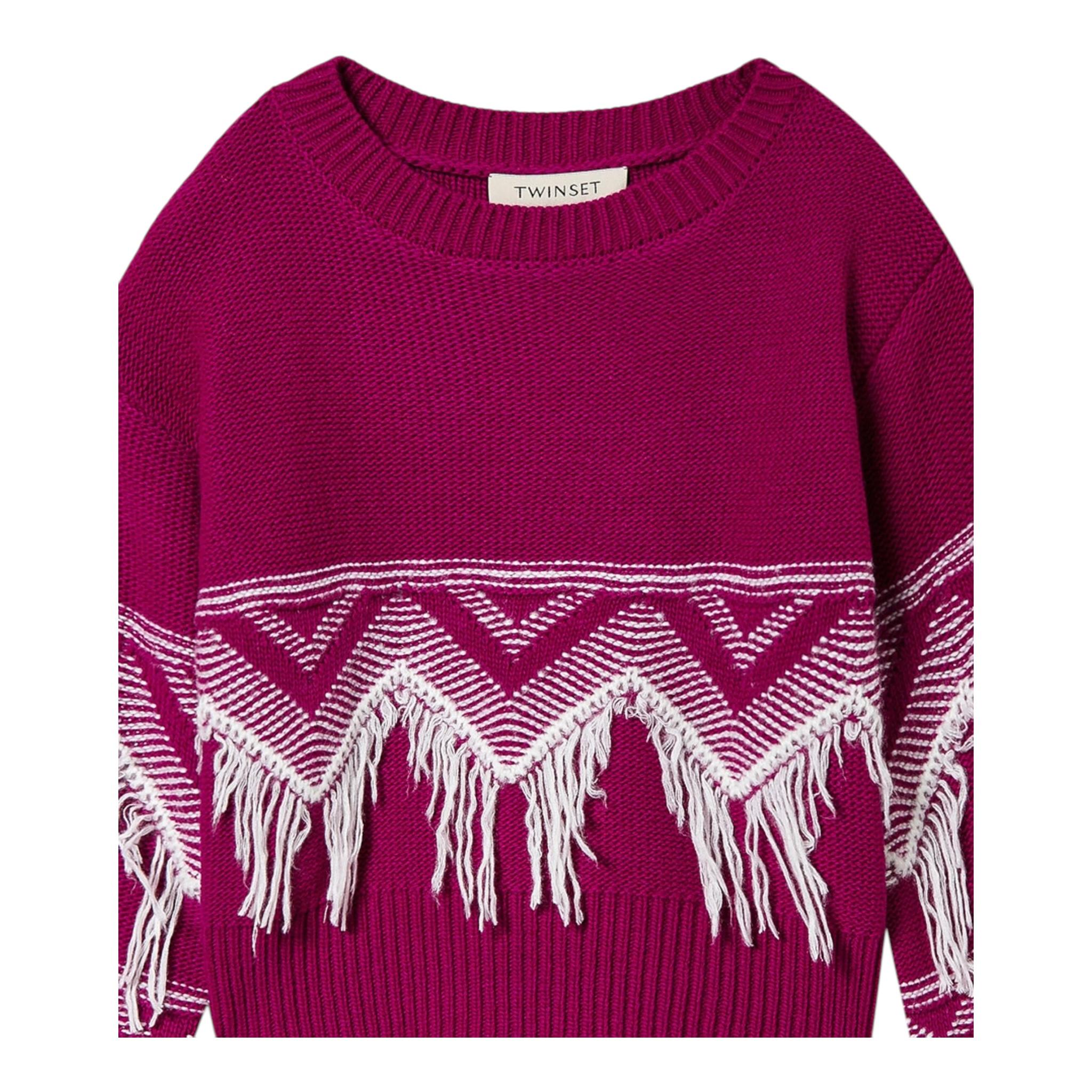 TWINSET maglia girocollo tinta unita con frange Viola per Bambina 242GJ3131 VIOLA TWINSET 