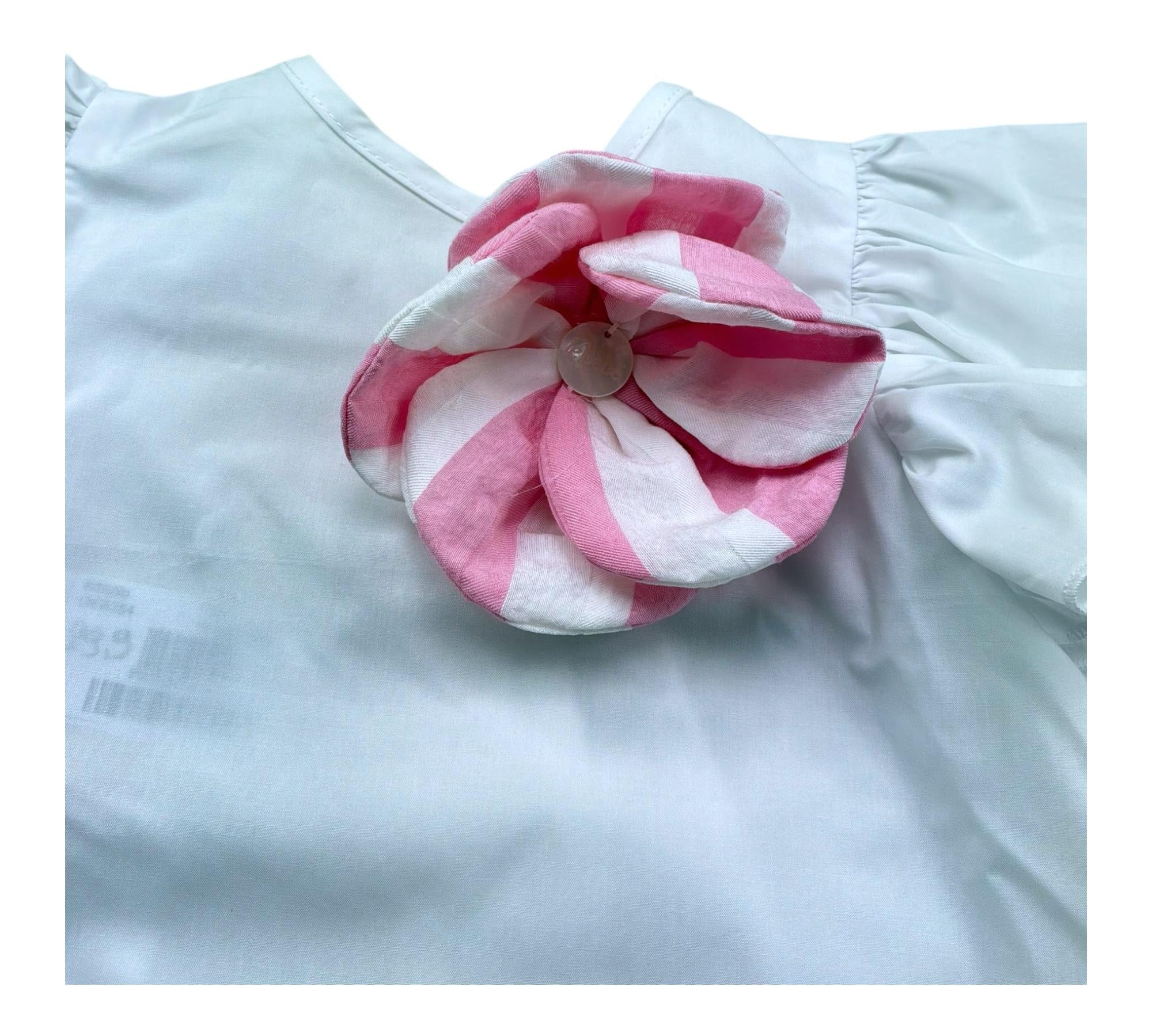 Le Bebe Camicia Mezza Manica Tinta Unita con Applicazione per Neonata LBG6354 BIANCO LE BEBE 