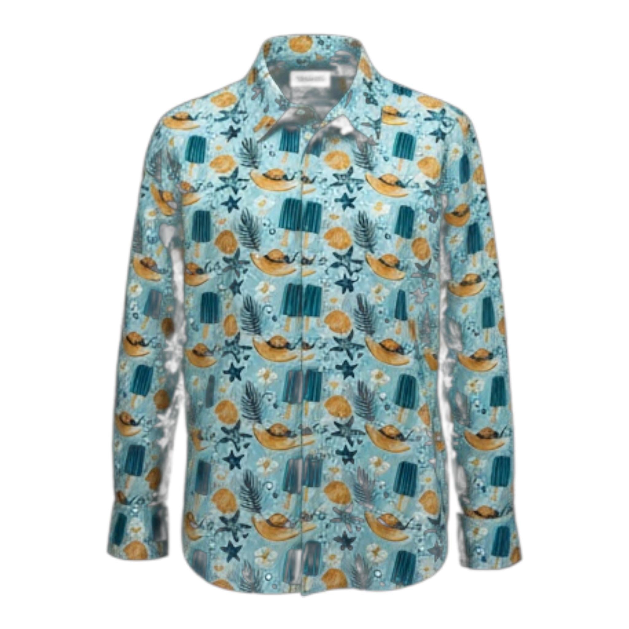 Alessandro Lamura Camicia tinta unita con Fantasia Azzurro per Neonato SEA01 AZZURRO ALESSANDRO LAMURA 