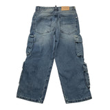 I'M BRIAN jeans modello cargo tinta unita con girovita regolabile Blu per Bambino JL2624 BLU I'M BRIAN 