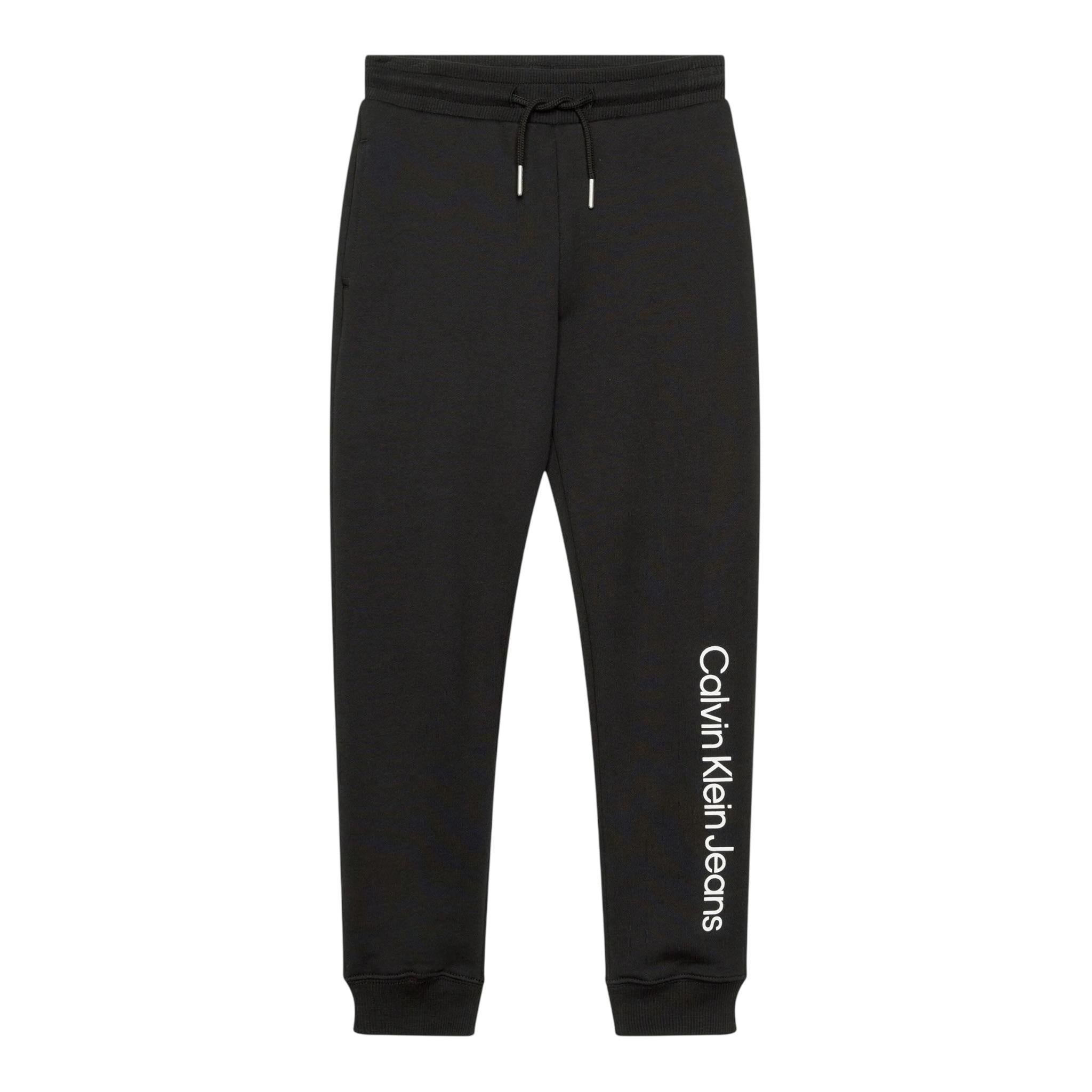 Calvin Klein Pantalone Tuta tinta unita con Logo Nero per Bambino IU0IU00681 NERO CALVIN KLEIN 