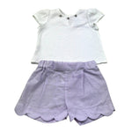 I Delfi Completo 2 Pezzi T-Shirt-Short per Neonata 25P5075 BIANCO/LILLA I DELFI 