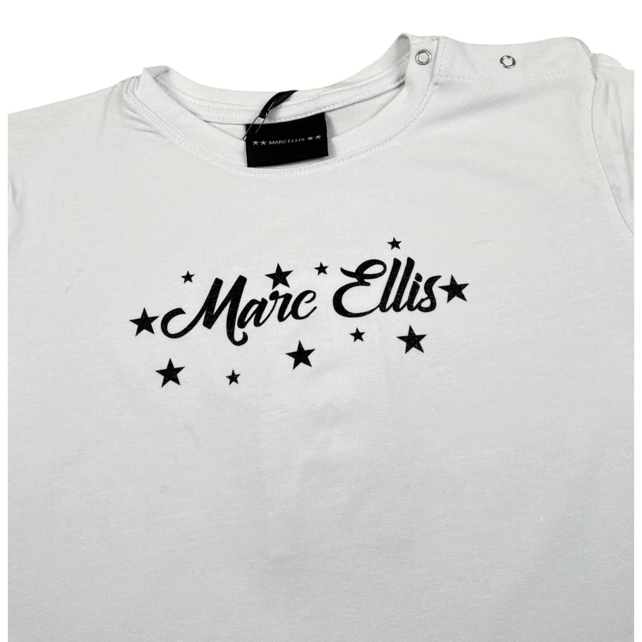 Marc Ellis T-Shirt Girocollo Tinta Unita con Brillantini per Bambina JMNTS16797 BIANCO MARC ELLIS 