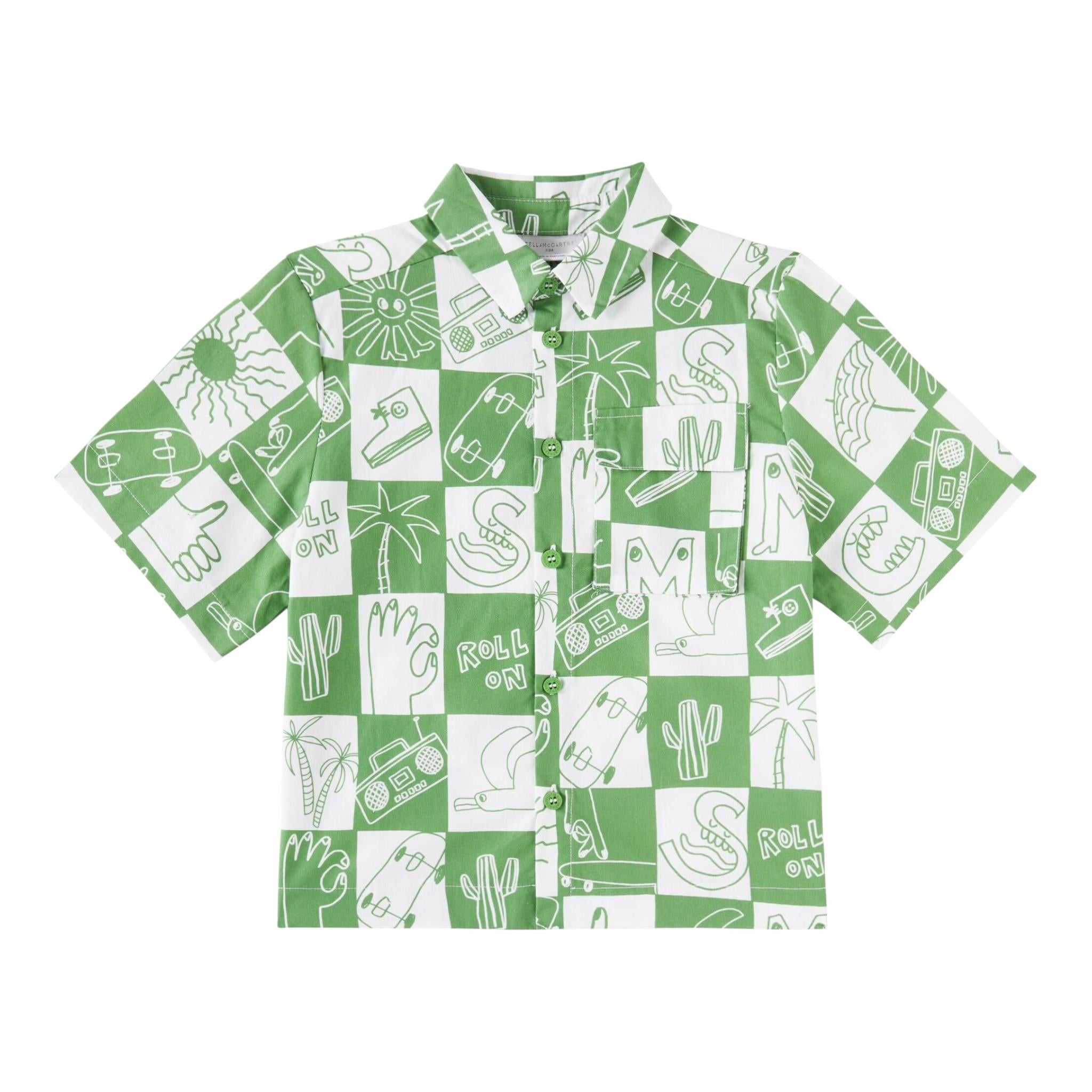 Stella Mccartney Camicia Mezza Manica Stampa Fantasia per Bambino TW5P31 BIANCO/VERDE STELLA McCARTNEY 