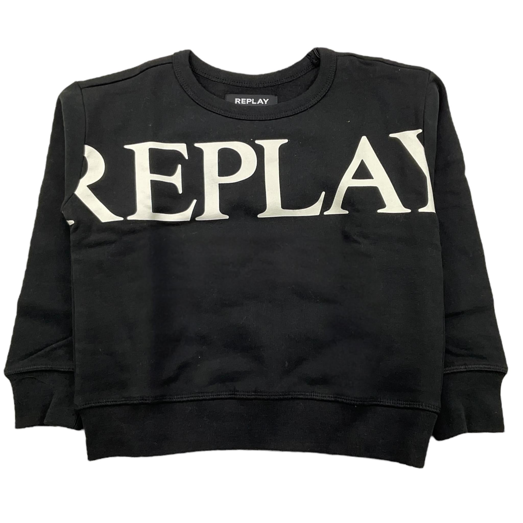 REPLAY felpa chiusa gircollo tinta unita con logo Nero per Bambino SB2064 NERO REPLAY 
