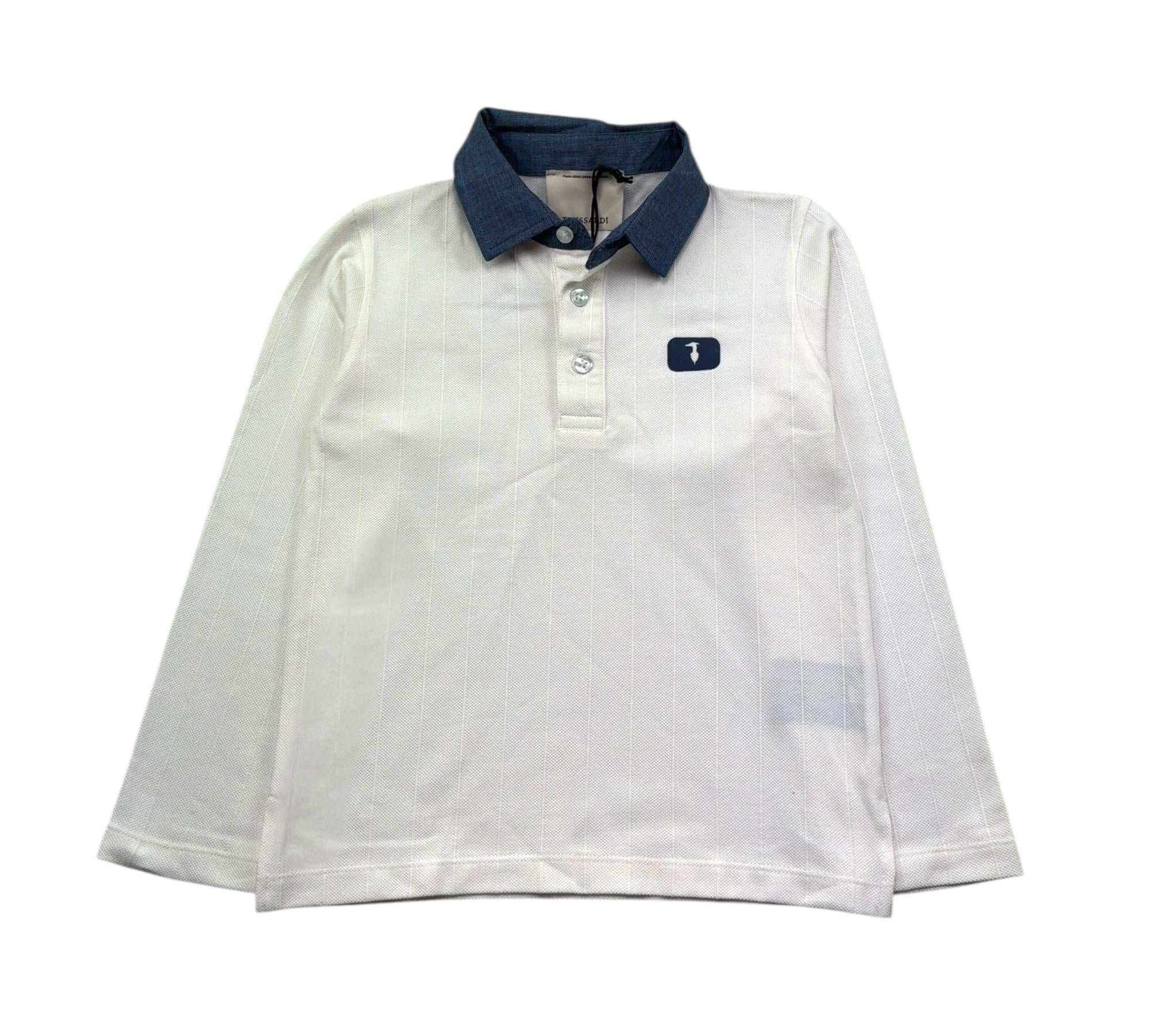 Trussardi Polo Manica Lunga Tinta Unita con Logo per Bambino TBP26134PO BIANCO TRUSSARDI 