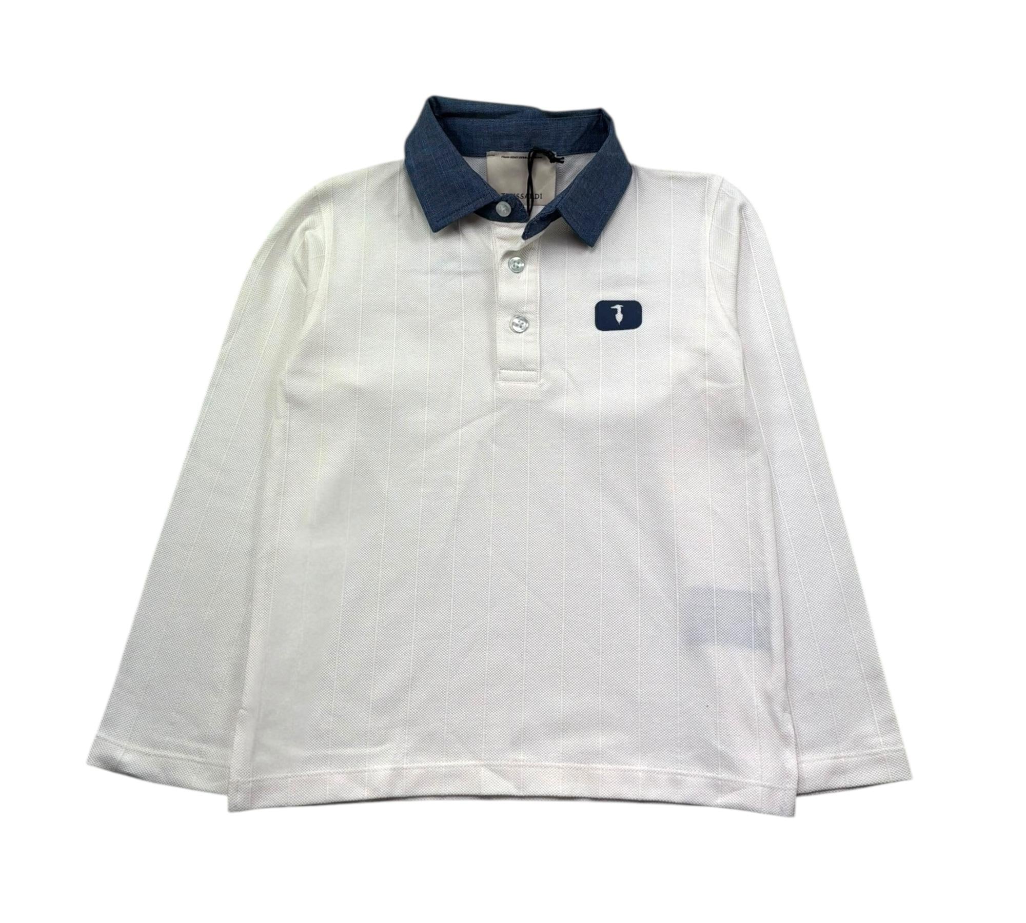 Trussardi Polo Manica Lunga Tinta Unita con Logo per Bambino TBP26134PO BIANCO TRUSSARDI 