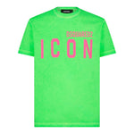Dsquared2 T-Shirt Girocollo tinta unita con Logo Verde Fluo per Bambino DQ2416 VERDE FLUO DSQUARED2 