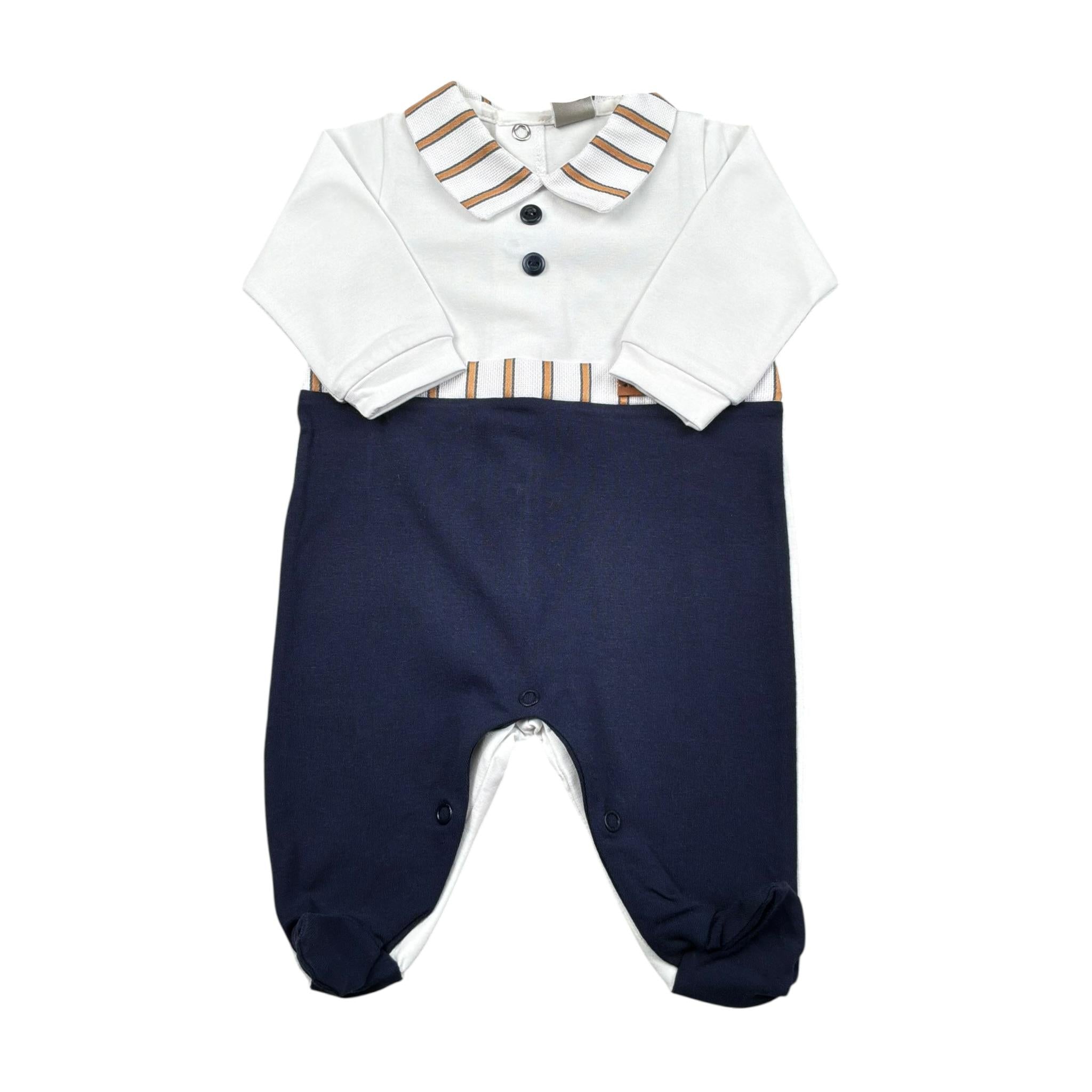 Marlu' Tutina Tinta Unita con Fantasia A Righe per Neonato ES5514 BIANCO MARLU' 