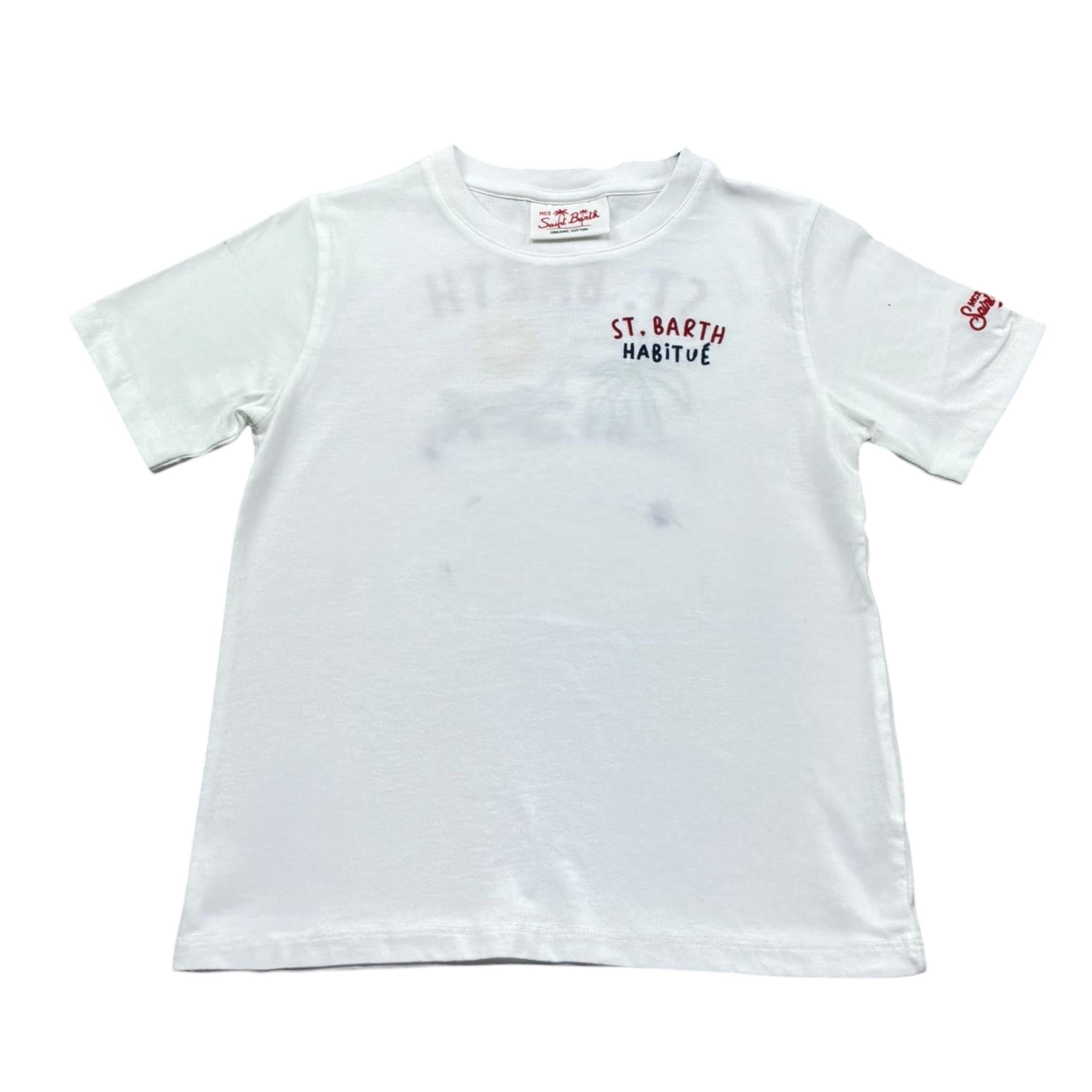 Saint Barth T-Shirt Girocollo Tinta Unita con Stampa per Bambino 00320L BIANCO SAINT BARTH 