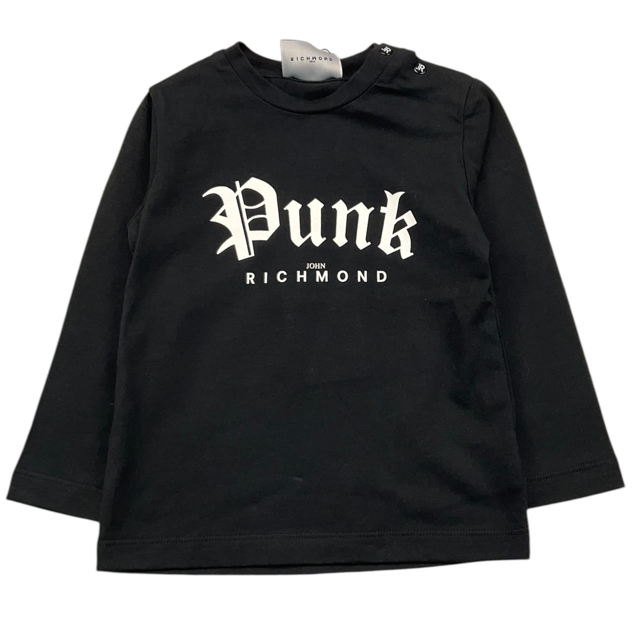 JOHN RICHMOND shirt girocollo tinta unita con stampa in contrasto Nero per Neonato RIA25097TS NERO JOHN RICHMOND 