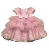Petit Abito Mezza Manica Cerimoniale In Tulle per Neonata S2015651 ROSA PETIT 