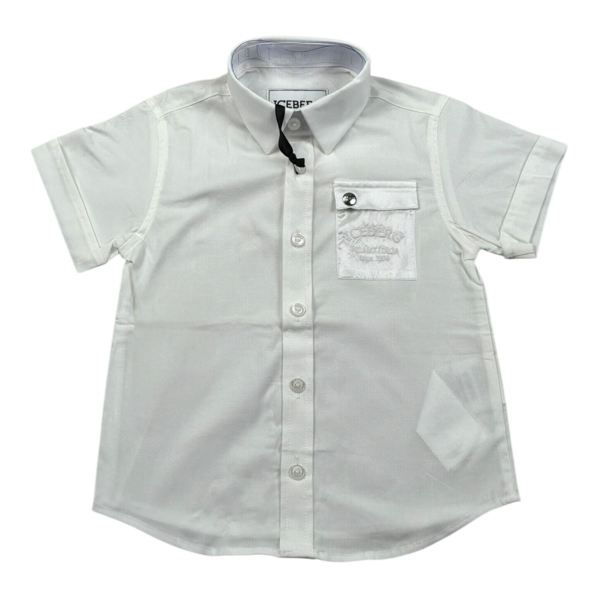 Iceberg Camicia Mezza Manica Tinta Unita per Bambino CMICE5108BJ BIANCO ICEBERG 