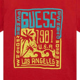 Guess T-Shirt Gircollo Tinta Unita con Stampa per Neonato N5GI16K8HM4XX ROSSO GUESS 