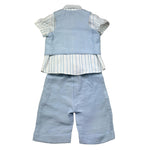 Barcellino Completo 4 Pezzi Camicia-Bermuda-Gilet-Papillon per Neonato 120814 AZZURRO BARCELLINO 