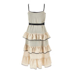 Monnalisa Abito Tinta Unita con Ruches per Bambina 41E905 BEIGE MONNALISA 