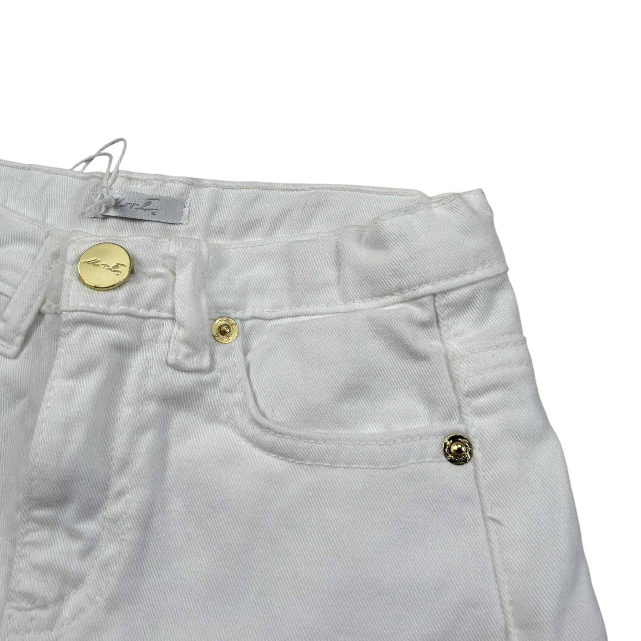 M+E' Short In Denim Tinta Unita con Girovita Regolabile per Neonata UE1704X BIANCO M+E' 