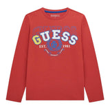 Guess Shirt Girocollo Tinta Unita con Stampa per Bambino N5RI01K8HM4J ROSSO GUESS 