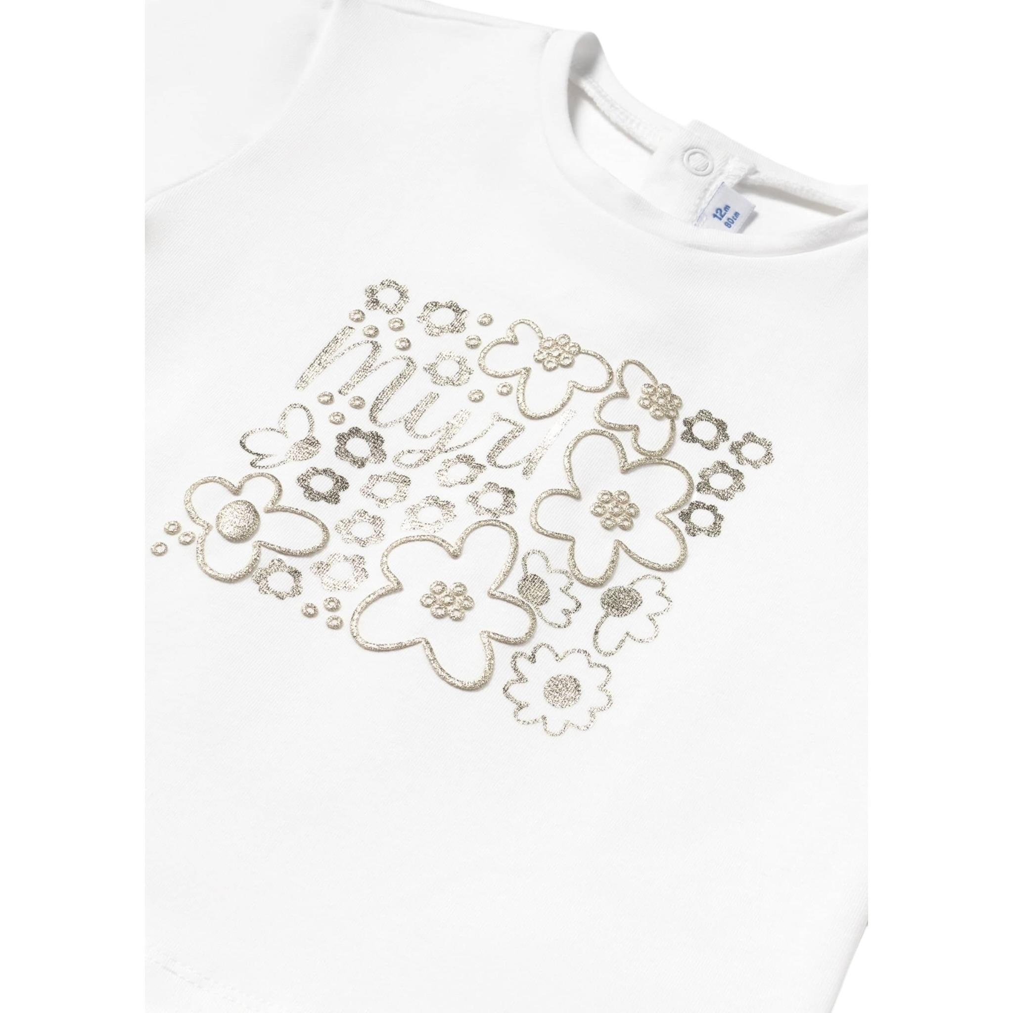 Mayoral T-Shirt Girocollo Tinta Unita con Stampa per Neonata 105N BIANCO MAYORAL 