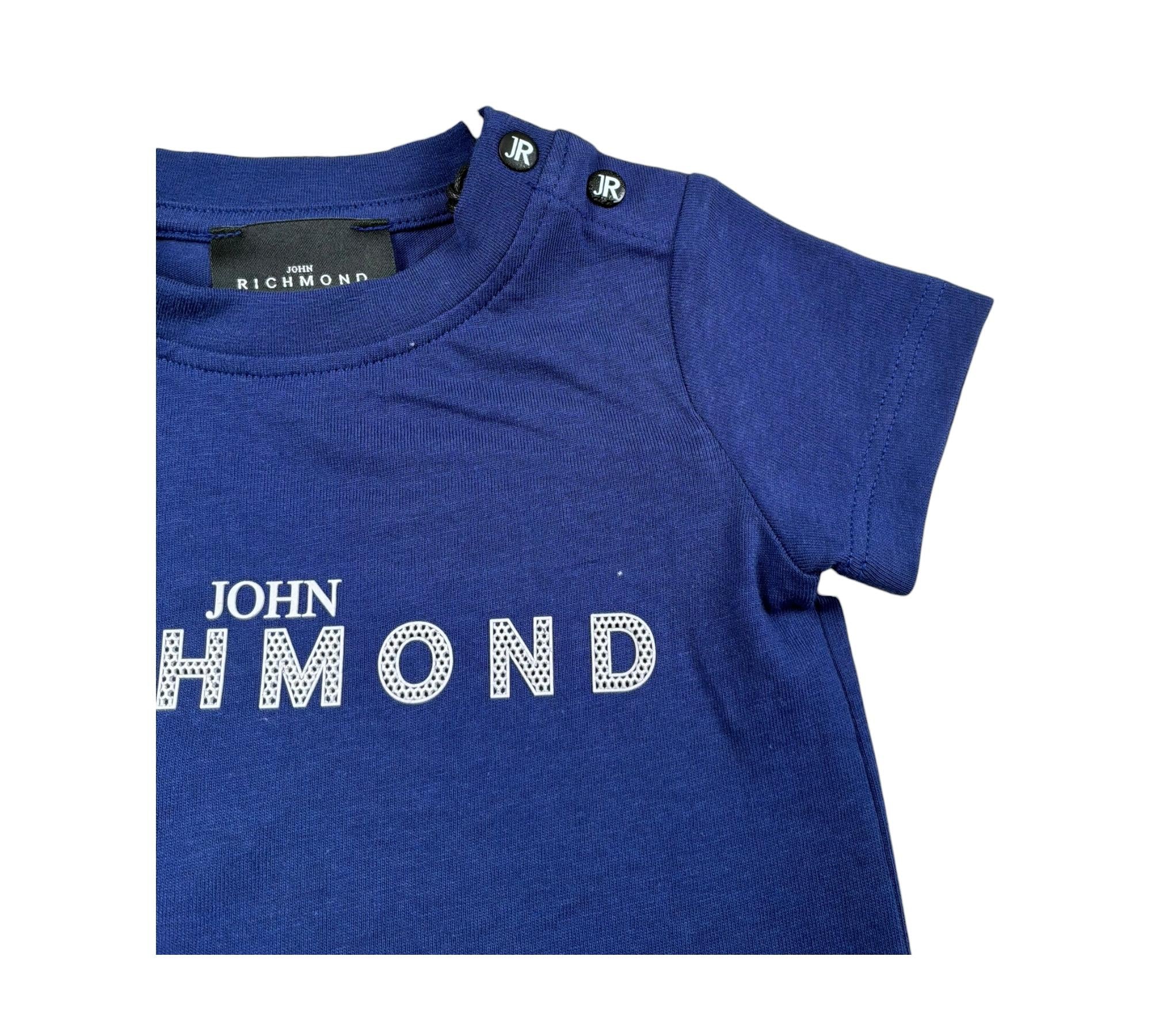 John Richmond T-Shirt Girocollo Tinta Unita con Stampa per Neonato RIP26002TS BLU JOHN RICHMOND 