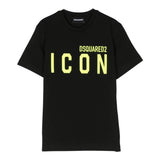 Dsquared2 T-Shirt Girocollo Tinta Unita con Stampa per Bambino DQ1697 NERO DSQUARED2 