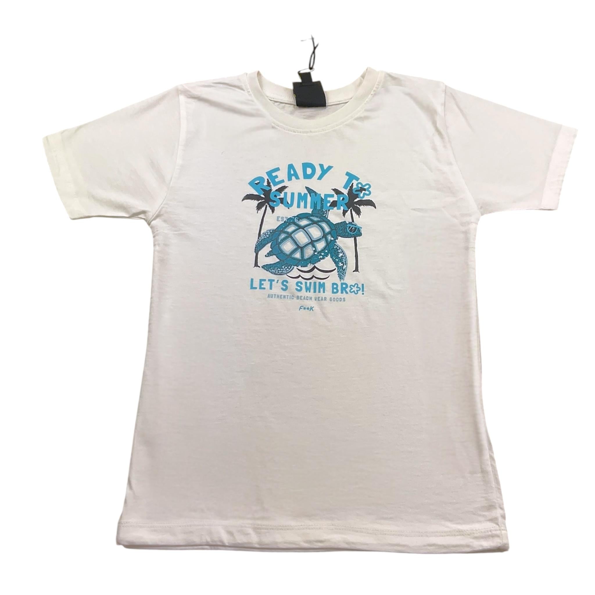 F**K T-Shirt Tinta Unita con Stampa per Bambino FJJD BIANCO F**K 