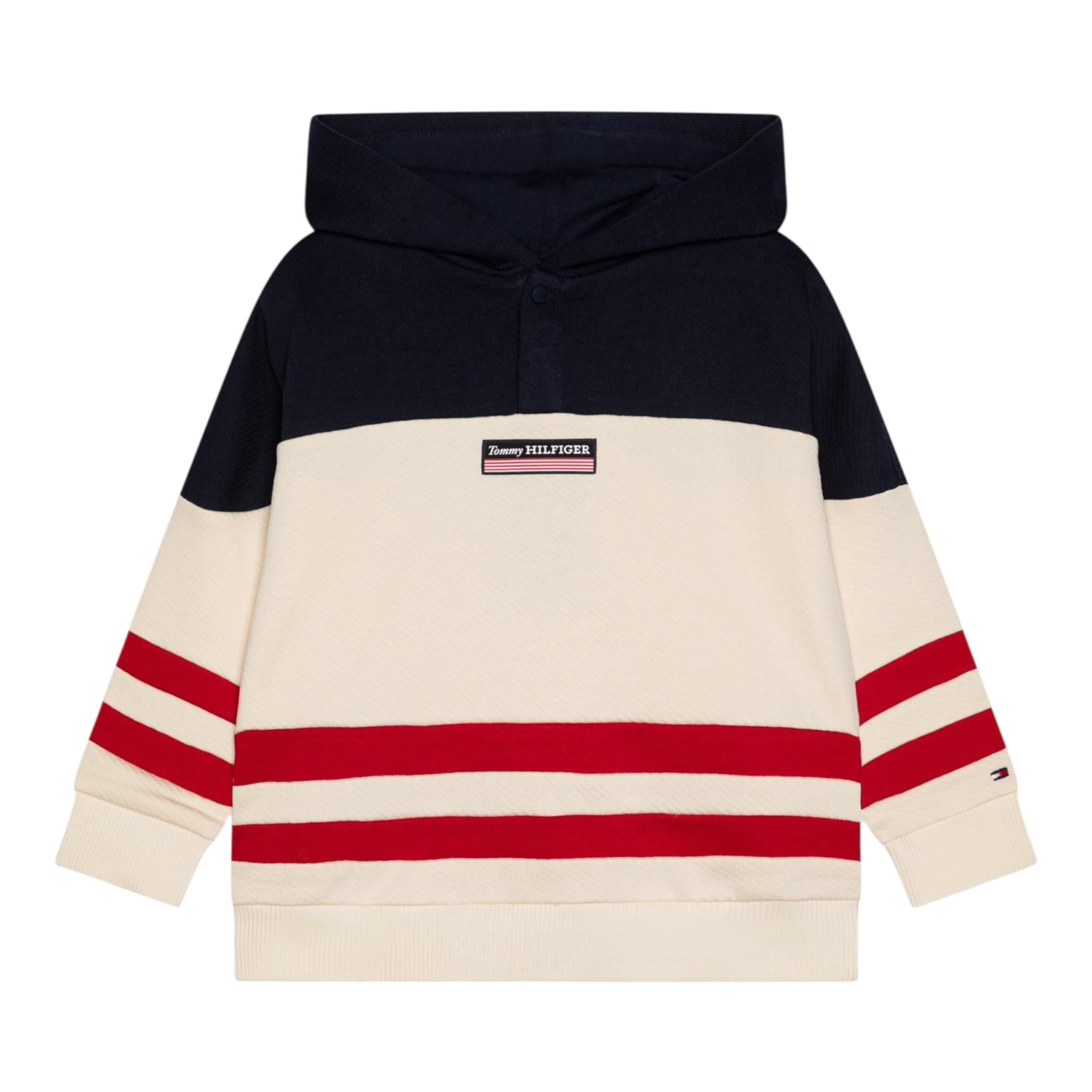 Tommy Hilfiger Felpa Multicolor con Cappuccio E Stampa per Bambino KB0KB09584 BEIGE TOMMY HILFIGER 
