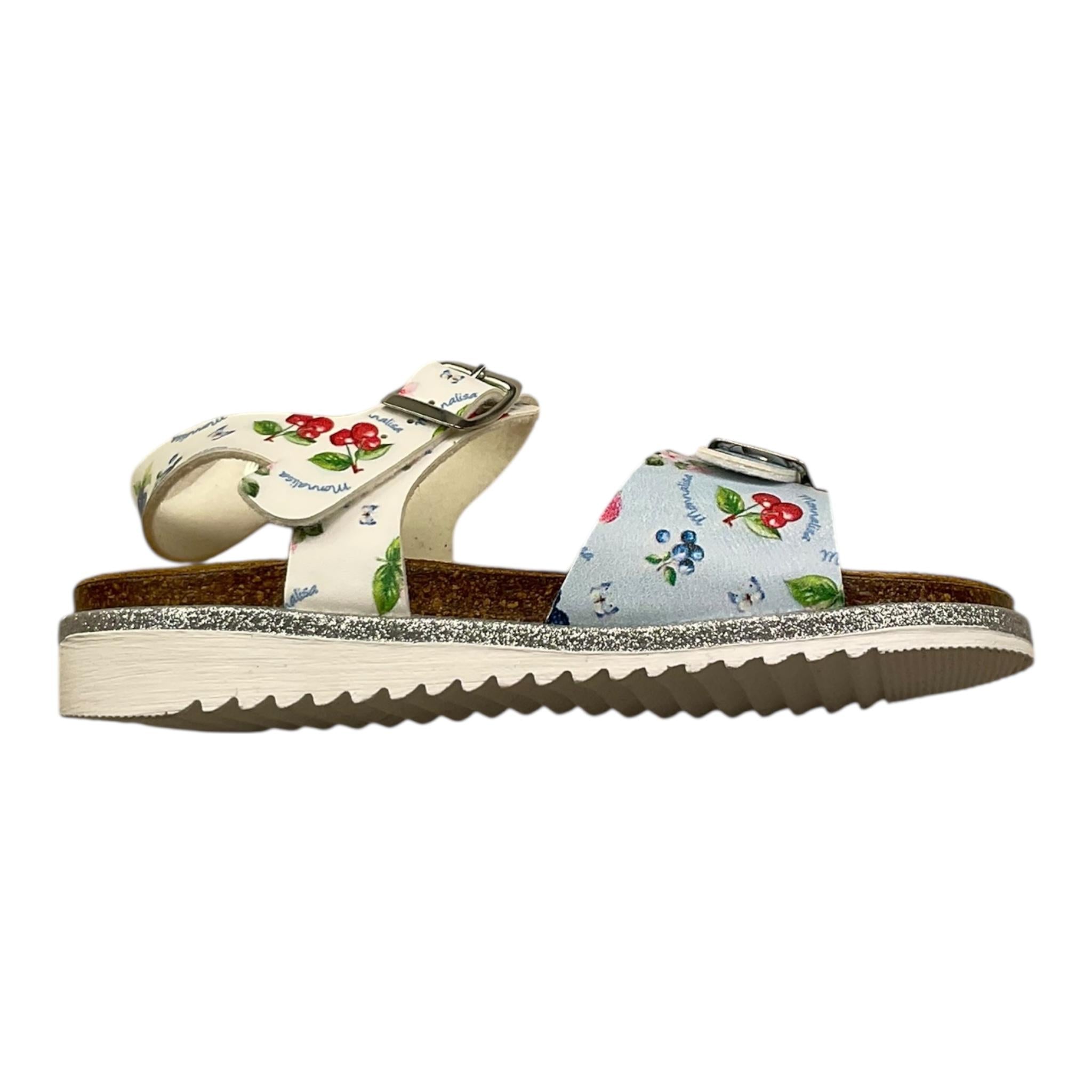 Monnalisa Sandalo Bicolore Stampa Fantasia per Neonata 9952N BIANCO/AZZURRO MONNALISA 