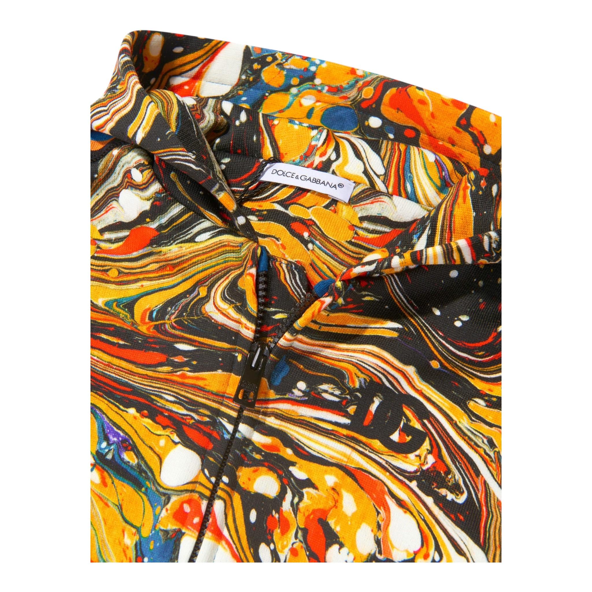 DOLCE & GABBANA felpa con zip e cappuccio stampa fantasia Multicolor per Neonato L1JWDA MULTICOLOR DOLCE & GABBANA 