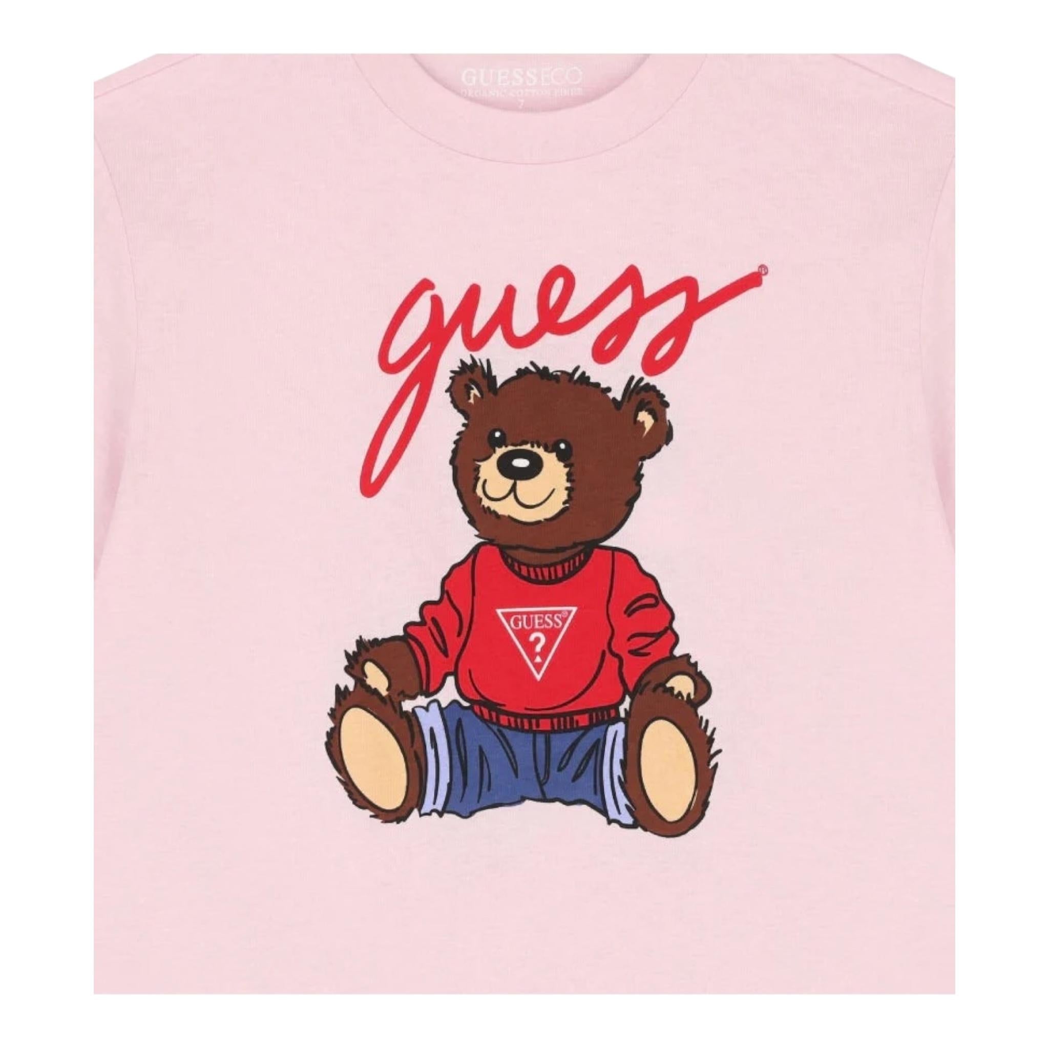 Guess T-Shirt Tinta Unita con Stampa per Neonata H4BT01I3Z14 ROSA GUESS 