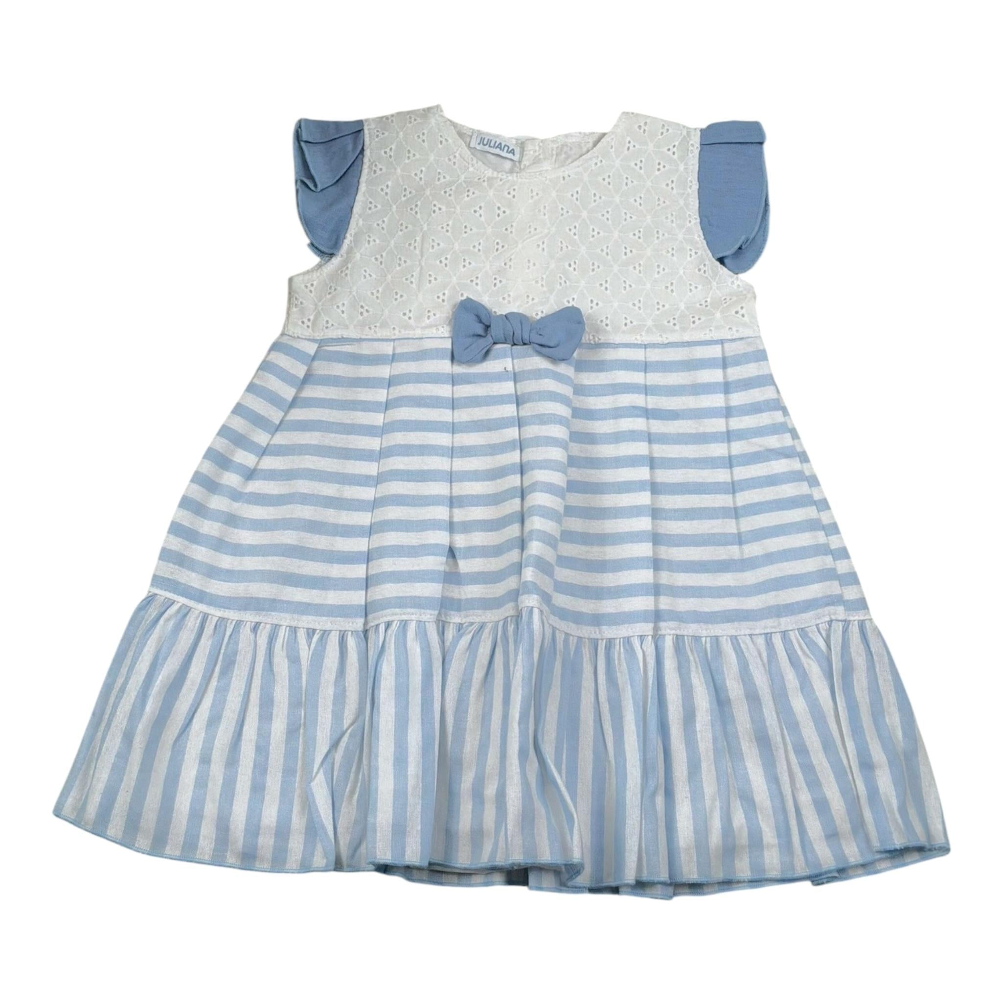 Juliana Abito Bicolore con Fantasia A Righe Bianco per Bambina 25130 BIANCO JULIANA 