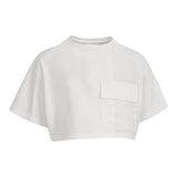 Dou Dou T-Shirt Girocollo Tinta Unita Modello Crop per Bambina DW8A51X BIANCO DOU DOU 