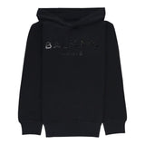 BALMAIN felpa chiusa con cappuccio tinta unita con logo Nero per Bambino BV4P00 NERO BALMAIN 