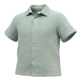 Saint Barth Camicia Mezza Manica Tinta Unita per Bambino 00861LL VERDE SAINT BARTH 