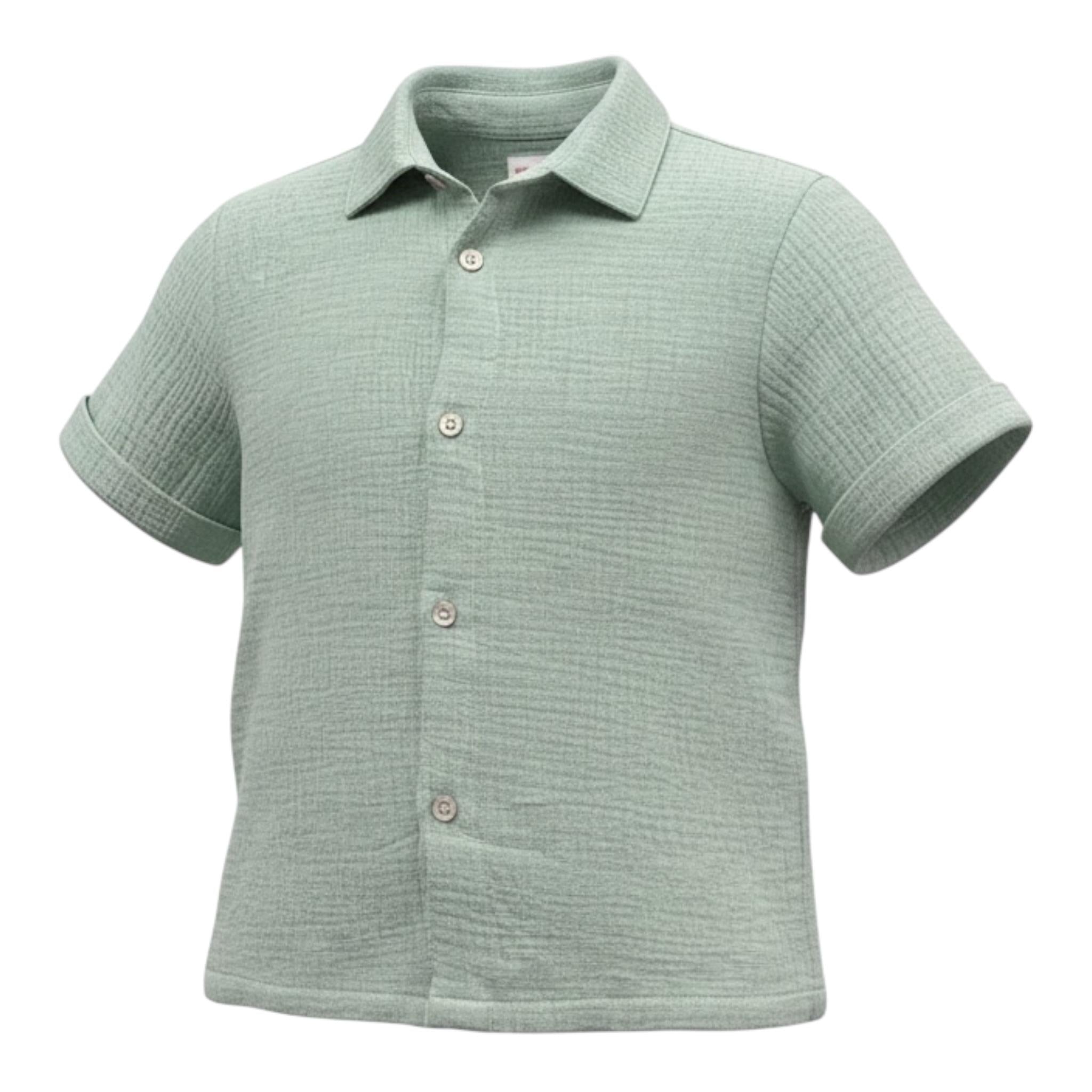 Saint Barth Camicia Mezza Manica Tinta Unita per Bambino 00861LL VERDE SAINT BARTH 