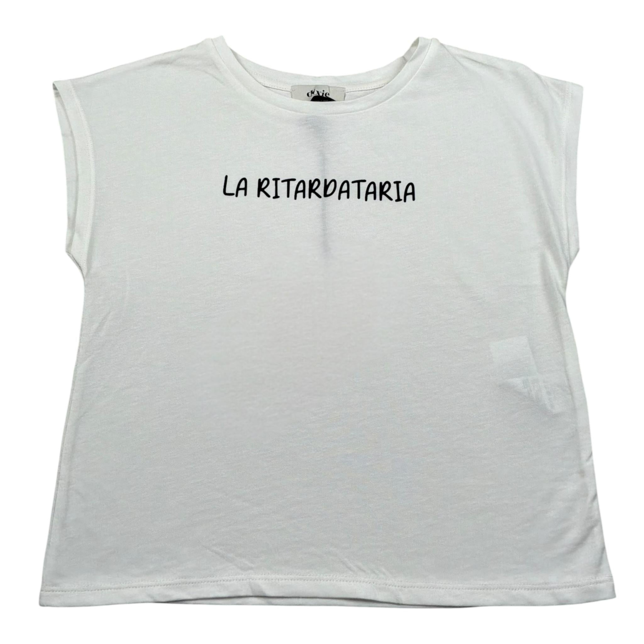 Dixie T-Shirt Girocollo Tinta Unita con Stampa per Bambina MB68030G74 PANNA DIXIE 