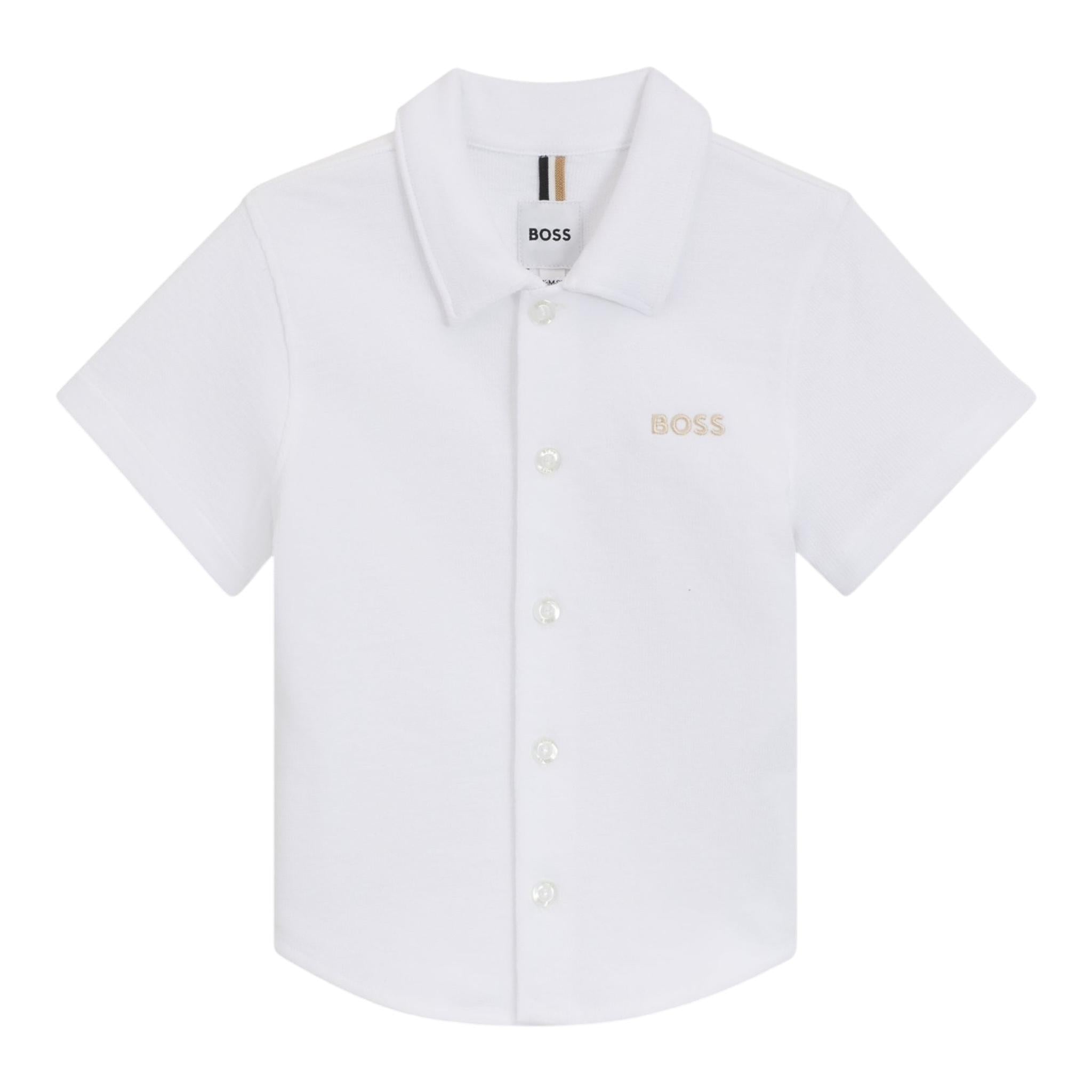 Boss Camicia Mezza Manica Tinta Unita per Neonato J52092X BIANCO BOSS 