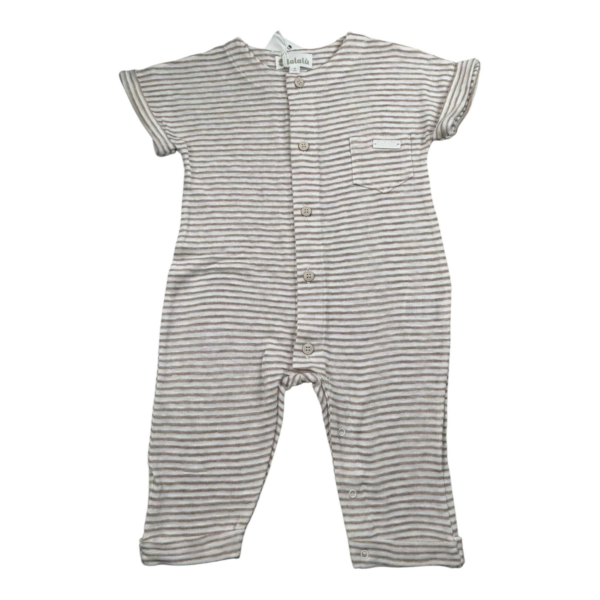 Lalalu' Pagliaccetto Tinta Unita con Fantasia A Righe per Neonato PAL4P BIANCO LALALU' 