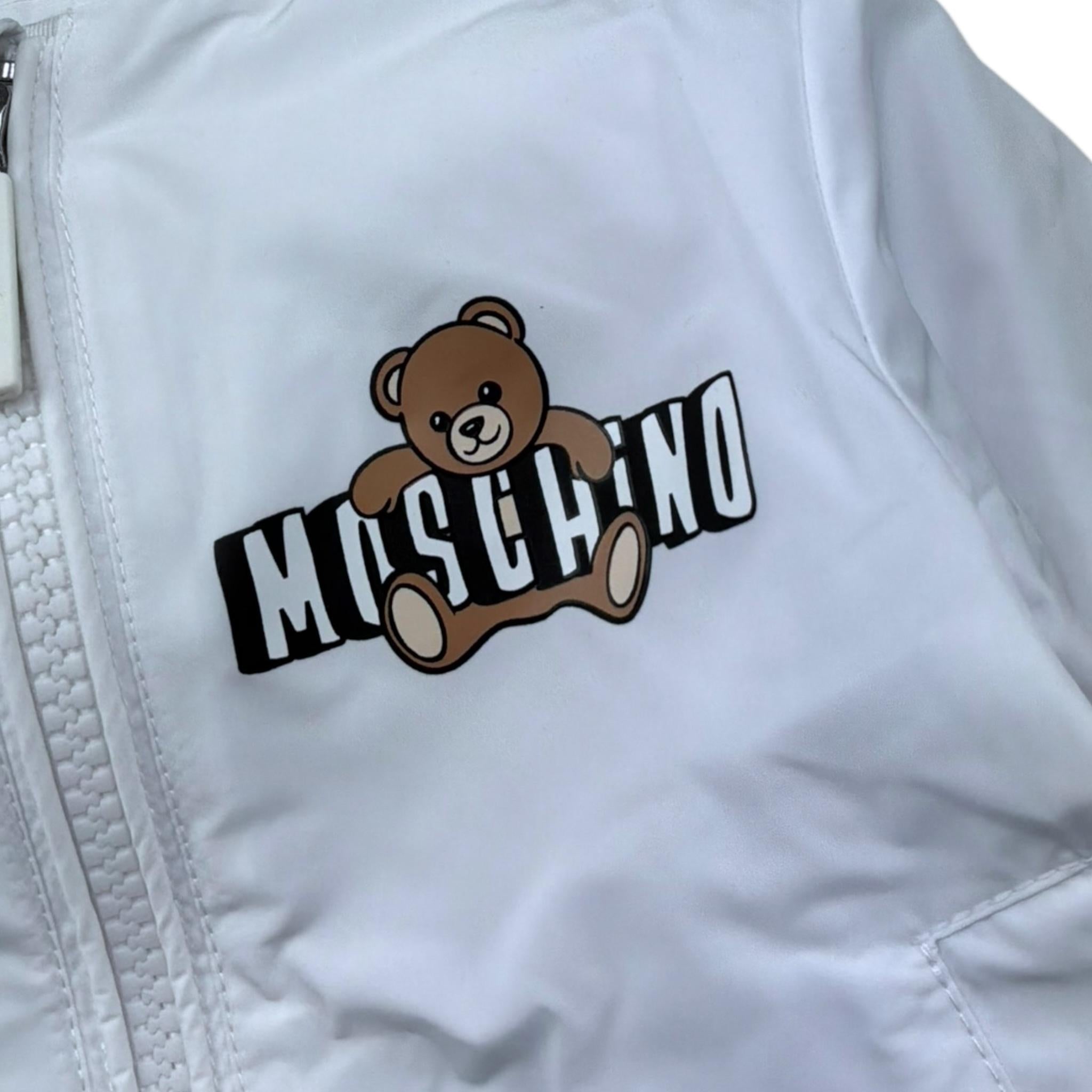 Moschino Giubbino Tinta Unita con Zip E Cappuccio per Neonato MUS033 BIANCO MOSCHINO 
