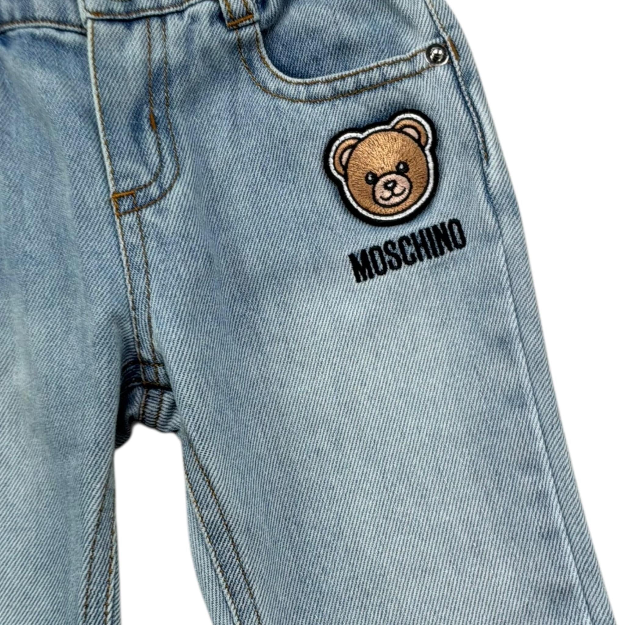Moschino Jeans Tinta Unita con Elastico In Vita per Neonato MUP05T AZZURRO MOSCHINO 