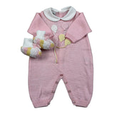 Marlu' Tutina Manica Lunga Tinta Unita con Babbucce per Neonata EL5510 ROSA MARLU' 
