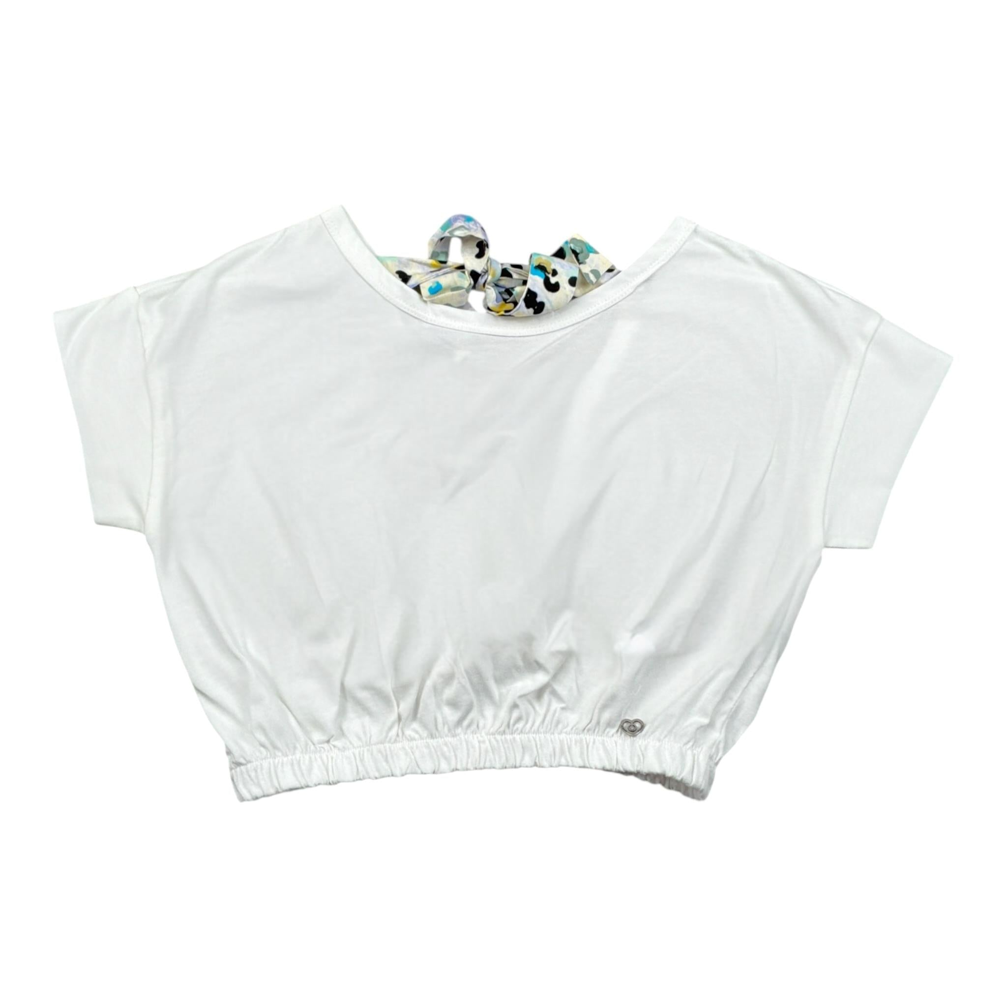 Please T-Shirt tinta unita con Elastico Bianco per Bambina MBC4030G72X BIANCO PLEASE 