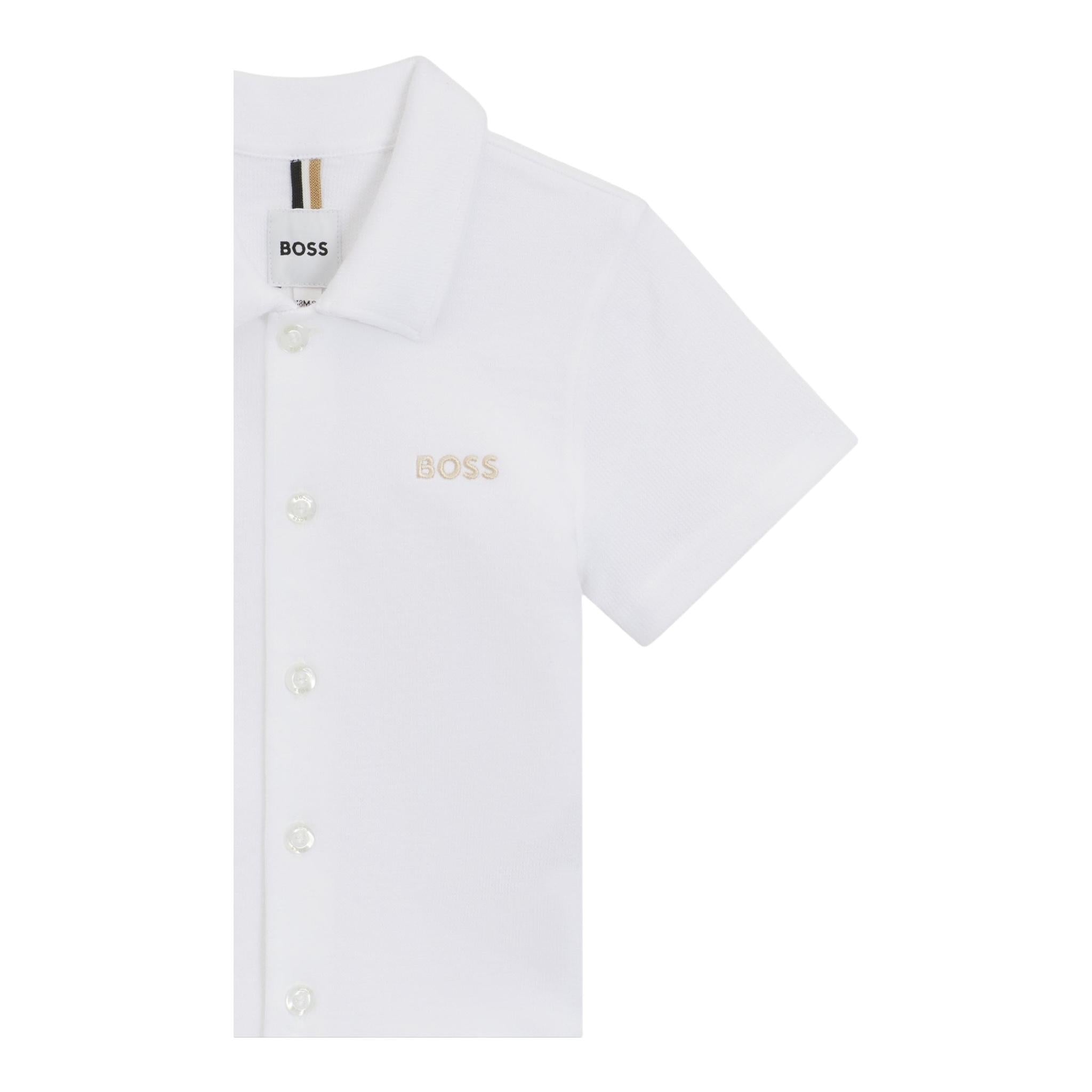 Boss Camicia Mezza Manica Tinta Unita per Neonato J52092X BIANCO BOSS 